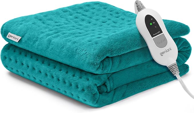 GENIANI Electric Throw - XL Heating Pad for Back Pain & Cramps Relief, Auto Shut Off, Machine Washable, Heat Pad, for All, Gifts for Women, Gifts for Men, Heat Patch (Viridian Green)