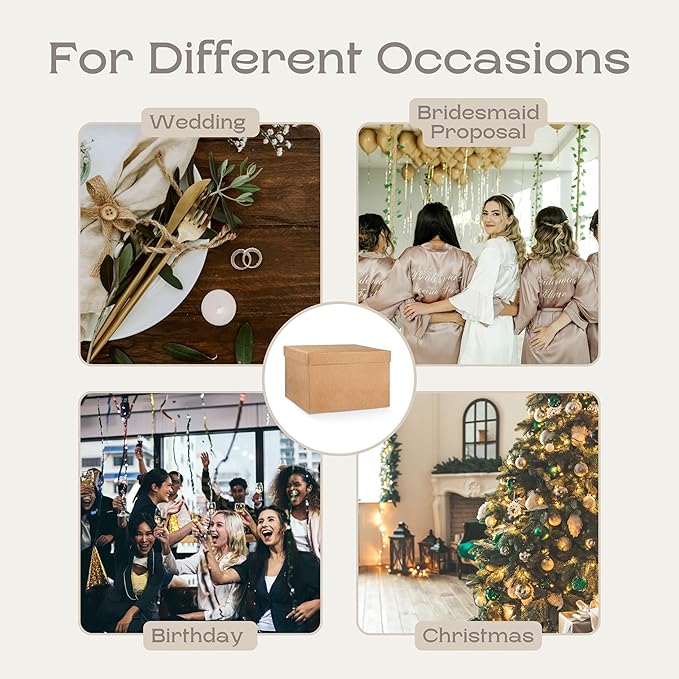 Pack of 5 Gift Boxes with Lids (11.81 x 11.81 x 7.87 inch) - Ideal for Christmas, for Bridesmaid Proposal and Presents - Havana Large Gift Box