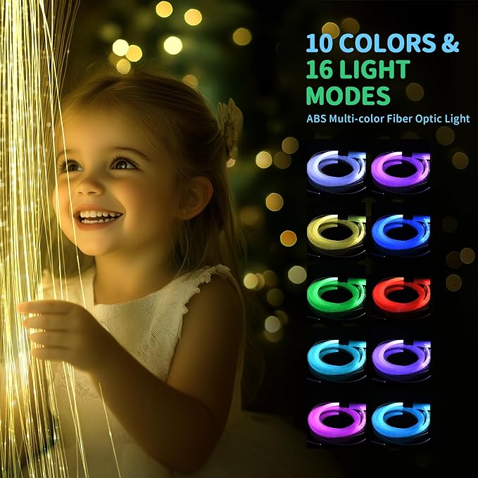 OUTREE Fiber Optic Light with RGB Remote Control, USB Rechargeable, Fiber Optic Lamp with 7 Colors 23 Lighting Effects, Sensory Room Must Haves for Bedroom, Home Decor, Party & Nightlight