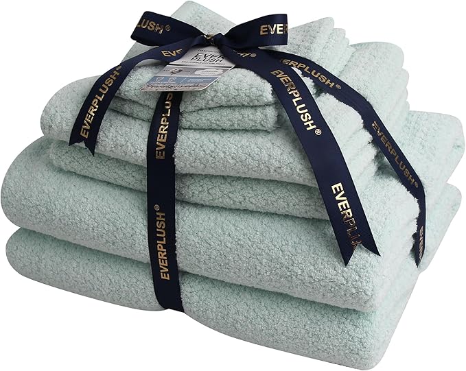 Everplush Diamond Jacquard 6 Pieces Bath Towel Set, Luxury Super Soft Oversized Towels, Highly Absorbent Diamond Jacquard Quick Dry Bath Towel for Bathroom Spearmint