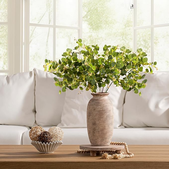 Ceramic Rustic Flower Vase, Large Farmhouse Vases Home Decor, 12.5" Tall Pottery Decorative Pampas Vase for Table Living Room Entryway Mantel Bookshelf Bedroom Bathroom Kitchen