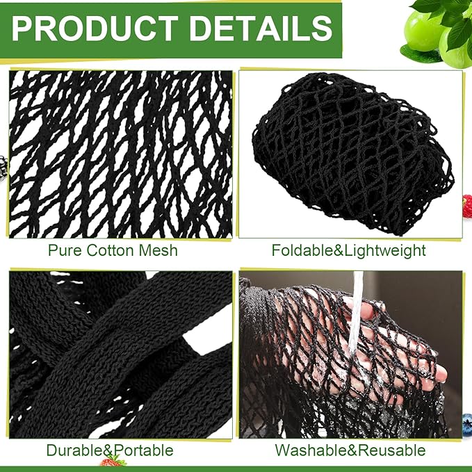 Paterr 50 Pack Cotton Mesh Produce Bags Bulk Reusable Market Bag Washable Net Grocery Purse String Shopping Tote Beach Organizer for Vegetable Fruit Picnic Food Storage (Short Handle,Multicolor)