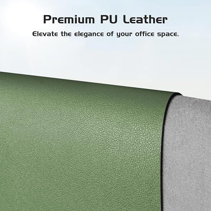 Aothia Leather Desk Pad Protector, Office Desk Mat, Large Mouse Pad, Laptop Desk Pad, Non-Slip PU Leather Desk Blotter, Waterproof Desk Writing Pad for Office and Home (Olive Green, 55" x 17")