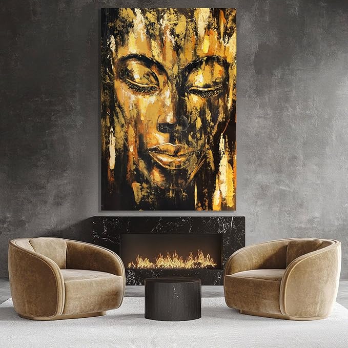 ZENPEE Black Large Wall Art, Gold Abstract Wall Art, Home Decorations for Living Room, Wall Decor for Bedroom Aesthetic, for Office, 32" x 48"