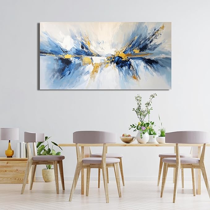 YISXINOAG Modern Canvas Art Wall Decor Abstract Wall Decor Canvas Wall Art for Bedroom Modern Home Decorations Gold and Blue Abstract Art for Dining Room Home Artwork Prints Size 20"X40"
