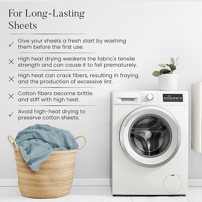 100% Egyptian Cotton Sheets Queen Size Set, 800 TC Deep Pocket Queen Sheets Set, Soft Breathable Sateen Weave 4 PC Elasticated Sheet & Pillowcase Sets, No Pill & Shrink, Fade Resistant- French Blue