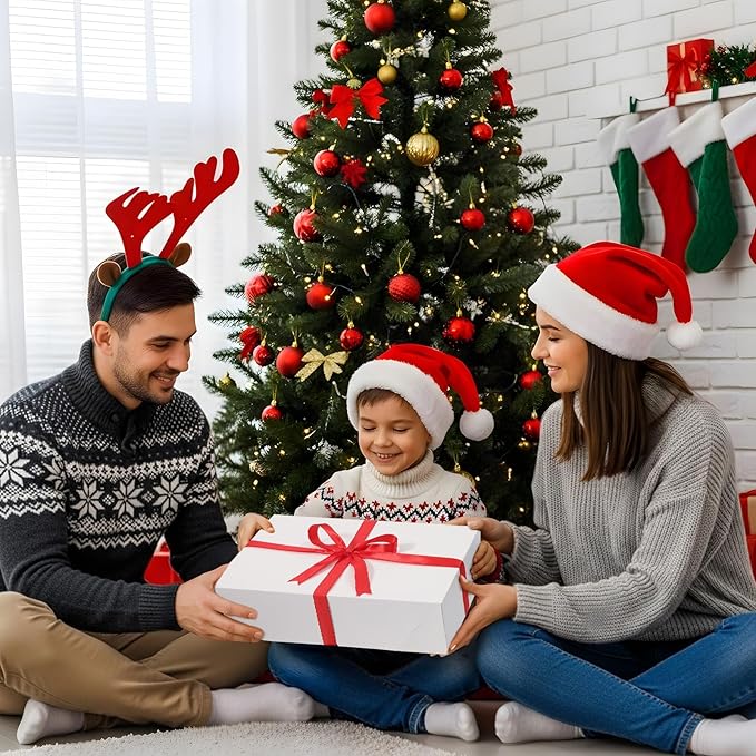 STYPOP 12 Pack Gift Boxes with Lids for Present - 6 Extra Large 17" (4" Deep) & 6 Large 14" (2" Deep) White Gift Boxes for Clothing Wrapping, Christmas