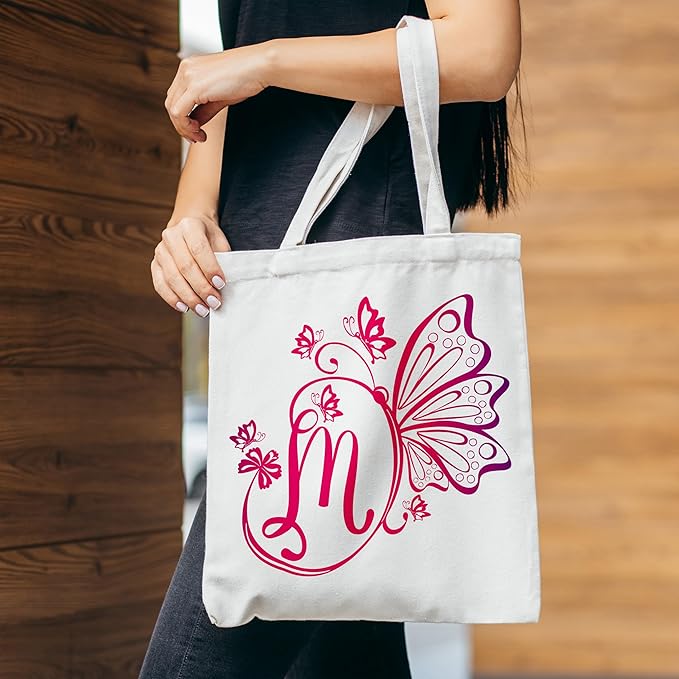 Grace Yonks Butterfly Monogram Canvas Tote Bags with The Letter