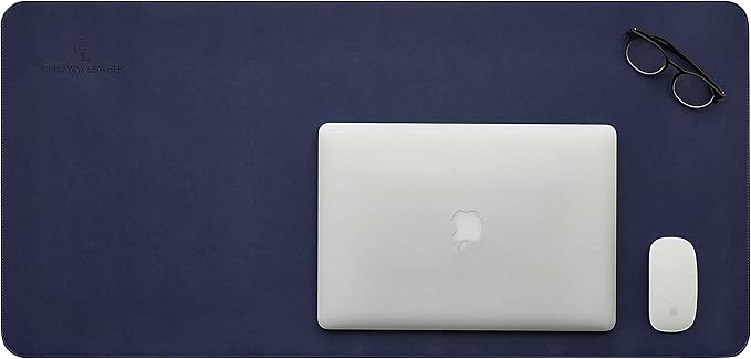 Gallaway Leather Desk Mat,Desk Writing Pad - Office Desk Pad, Large 36" x 17" Navy Blue, Desk Mats on Top of Desks, Gift Ready Elegant Computer Desk Mat Desk Cover Desk Pad Protector PU Leather