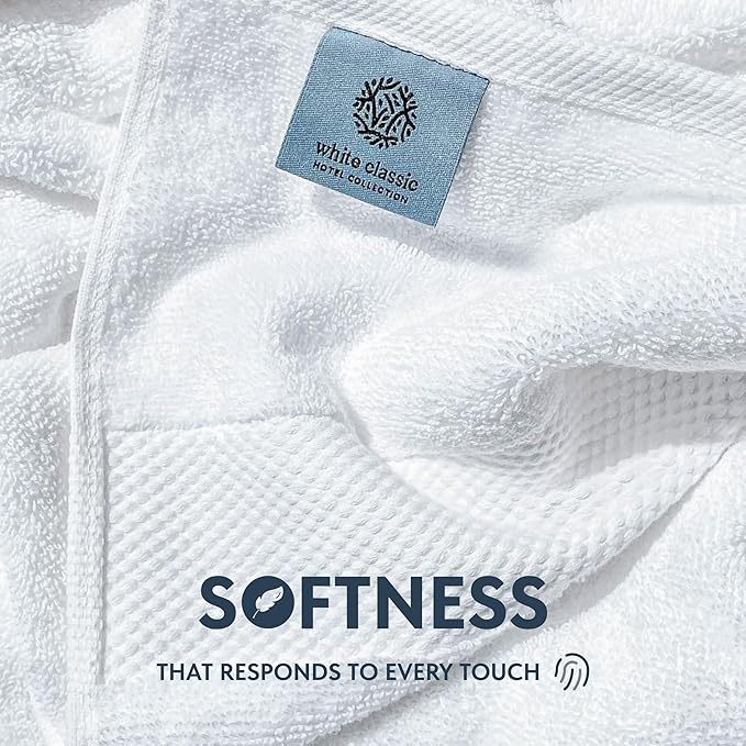 Luxury White Hand Towels - Soft 100% Turkish Cotton | Highly Absorbent Hotel spa Bathroom Towel Collection | 16x30 Inch | Set of 6