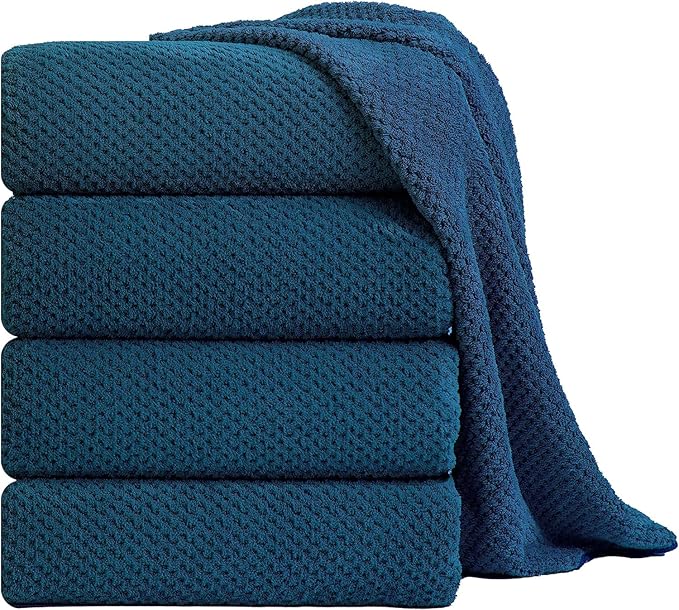 Extra Large Bath Towel Sheet Set 35x70 Inches, Oversized Bath Towels Set,Jumbo Large Microfiber - Quick Dry,Lightweight,Super Soft,Highly Absorbent Towel Set for Bathroom,Hotel,SPA,Pack of 4(Navy)