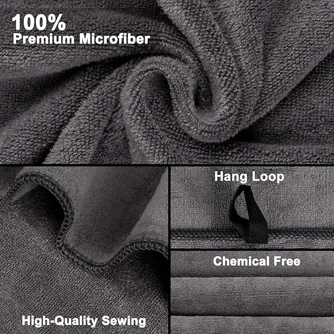Orighty Bath Towels Pack of 2 - Soft Feel Grey Bath Towel Sets, Highly Absorbent Microfiber Towels for Body, Quick Drying, Microfiber Towel for Sport, Yoga, SPA, Fitness, (27’’ x 54’’)