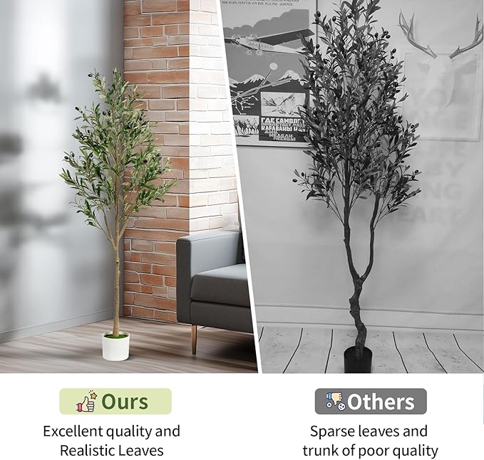 5FT Artificial Olive Tree, Indoor Faux Olive Tree Fake Potted Silk Olive Tree Plants with Lifelike Branches & Fruits for Home Office Decor