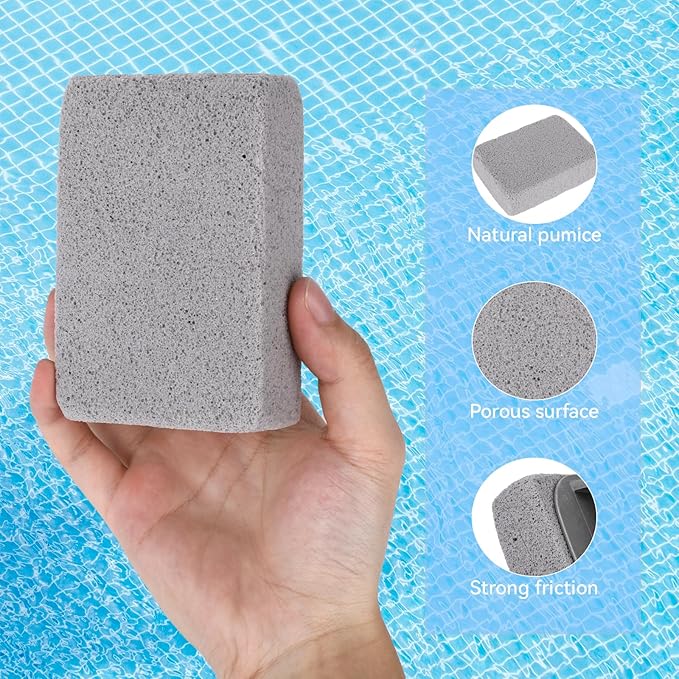 8 Pcs Hand-held Pool Pumice Stone for Cleaning with Handle, Pumice Stone for Pool Tile Cleaning, Concrete, Block Swimming Grout, Stove and Spa Tile Removing Stains