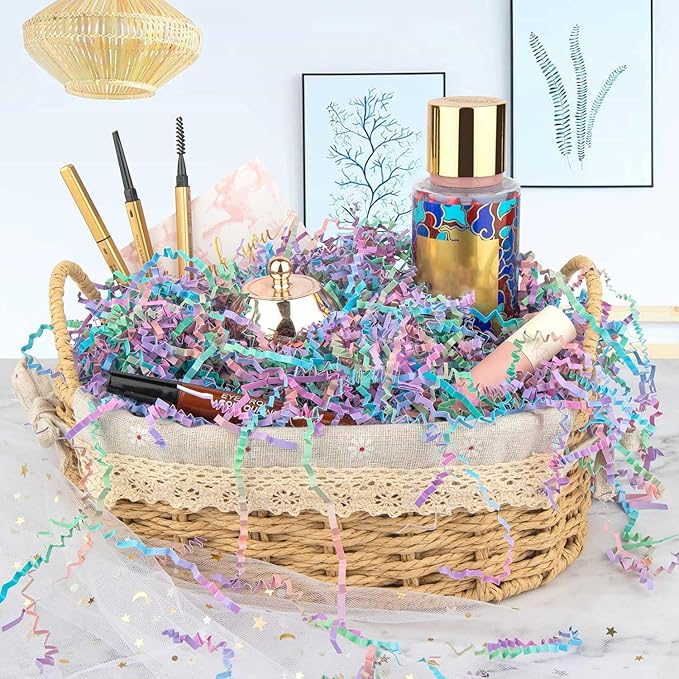 Caleihd Crinkle Cut Paper Grass Cushion Paper Streamer for Christmas Wedding Birthday Bridesmaid Engagement Craft Gift Boxes Bags Filler Decoration 4.5oz Multi-color