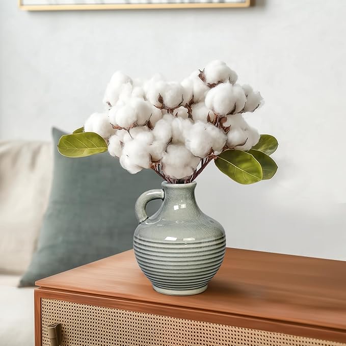 Sunddo Gray Ceramic Flower Vase， 6 Inch Small Modern Boho Vase for Home Decor, Decorative Vases with Handle, Neutral Accent for Minimalist, Table, Living Room, Bathroom, Shelf, Mantel Decor