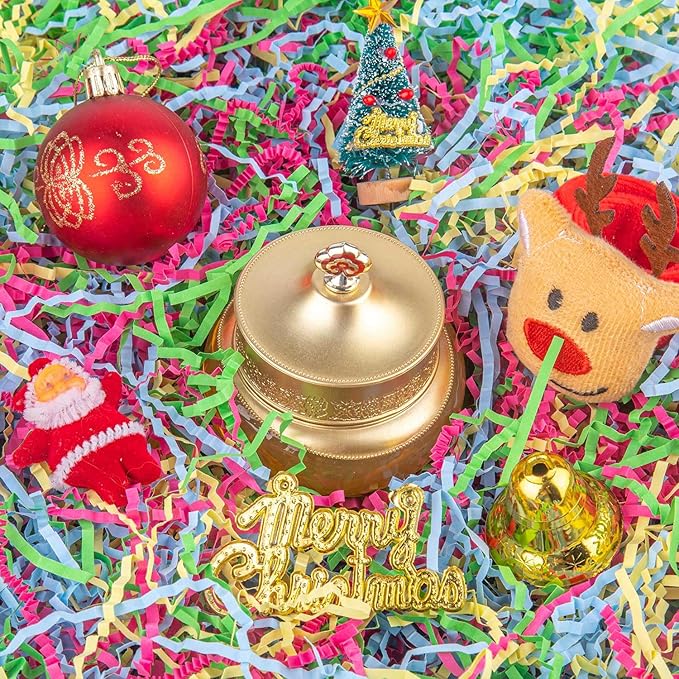 Caleihd Crinkle Cut Paper Grass Cushion Paper Streamer for Christmas Wedding Birthday Bridesmaid Engagement Craft Gift Boxes Bags Filler Decoration 4.5oz Green&Pink&Blue&Yellow