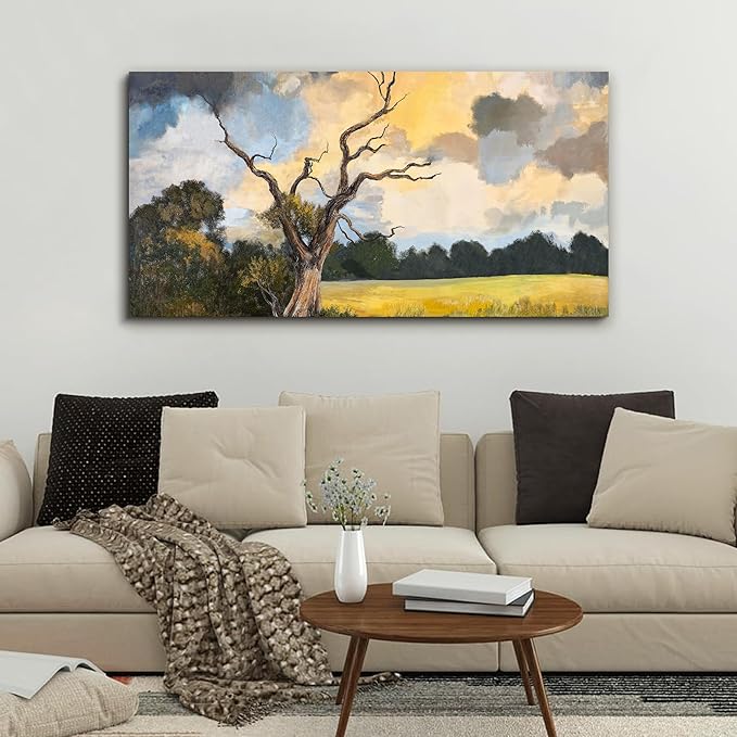 YISXINOAG Canvas Art Wall Decor Modern Abstract Wall Decor Canvas Wall Art Barren Tree Landscape Picture Modern Home Decorations Abstract Art Prints for Bathroom Ready to Hang Size 20"X40"