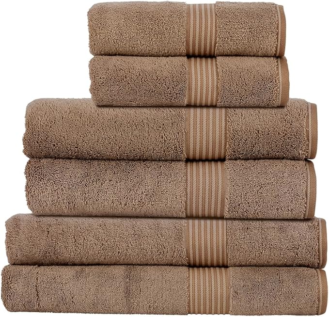 Christy Supreme Hygro Family Towel Set | Mocha Brown | 100% Luxury Supima Cotton | Ultra Soft | Super Absorbent | 650GSM | 2 Bath Sheets 2 Bath Towels 2 Hand Towels