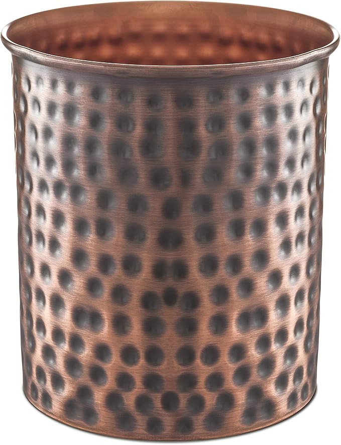 Monarch Abode Hand Hammered Kitchen Utensil Holder for Kitchen Counter, Spatula, and Large or Small Spoon Holder, Decorative Cooking Utensil Crock Organizer for Countertop, Antique Copper Finish