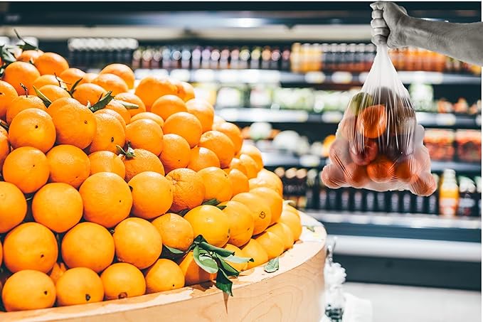 Mr Miracle Plastic Produce Bags for Food Storage - 12"x20" Clear Grocery Bag for Fruits, Vegetables, Bread - Easy Peel-Off Design, Continuous Roll, 1.75" Core, Pack of 1440 Bags [4 rolls]