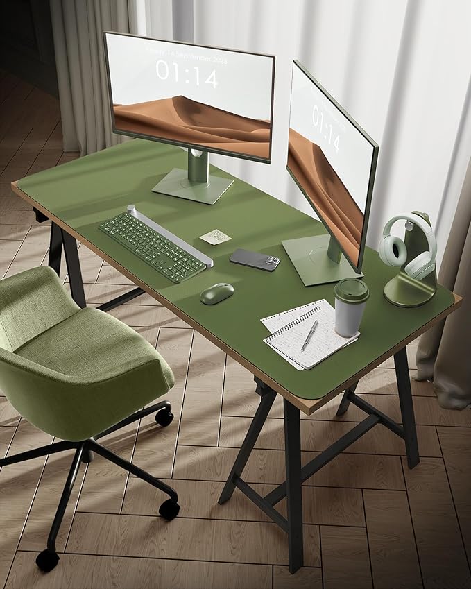 YSAGi Leather Desk Protector, Office Mat, Large Mouse Mat, Non-Slip PU Leather Blotter, Laptop Desk, Waterproof Writing Pad for Office and Home (Green, 47.2" x 23.6")