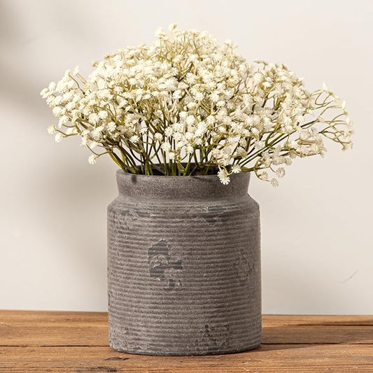 Ceramic Flower Vase 7.5 inch Farmhouse Rustic Vase for Home Decor Handcrafted Pottery Terracotta Vases for Dining Table Decor Fireplace Living Room Bathroom Wedding Centerpiece (01-Dark Brown)