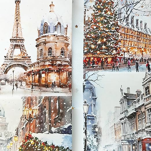 Christmas Washi Tape Set,3 Rolls Christmas Stickers for Scrapbook Supplies,Large Size Landscape Washi Tape Stickers for Journaling,Junk Journal,Phone Case,Planner,DIY Craft(Paris)