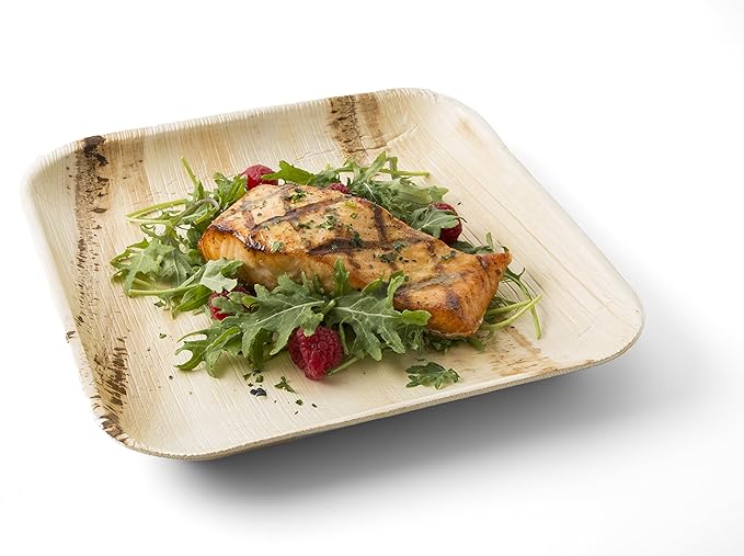 Charity Leaf Disposable Palm Leaf 7" Square Plates (200 pieces) Bamboo Like Serving Platters, Disposable Boards, Eco-Friendly Dinnerware For Weddings, Catering, Events