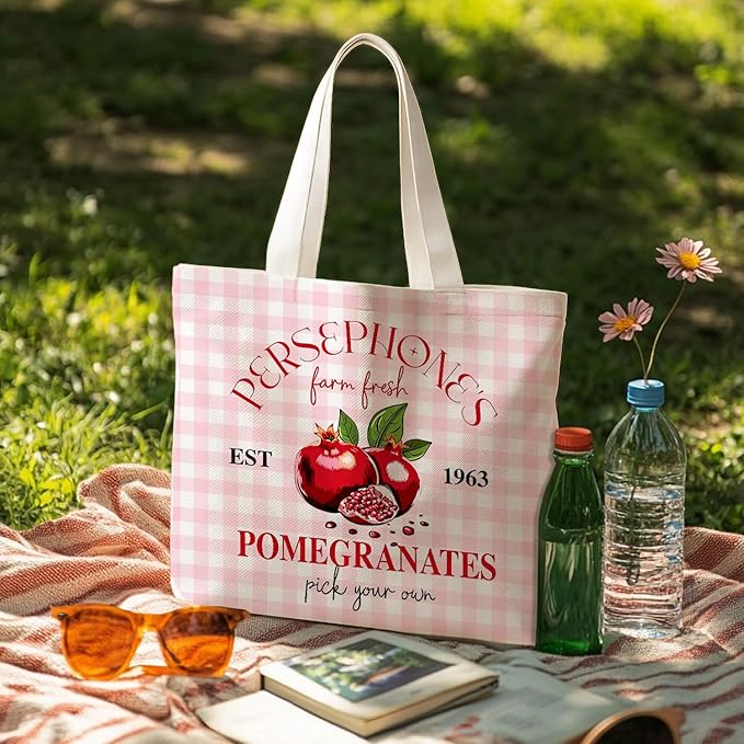 Animals-Flowers-Fruits-Bow Valentines Canvas Heart Tote Bag, Coquette Reusable Shopping Grocery Bags