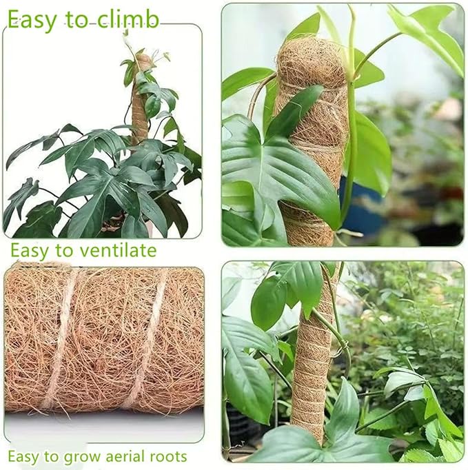 Moss Pole,47 Inch Monstera Plant Support, Upgraded 7mm Aluminum core Moss Poles for Climbing Indoor Plants DIY, Coco Coir Plant Pole Moss Plant Stick Support Stake Kit for Potted Plants Pothos