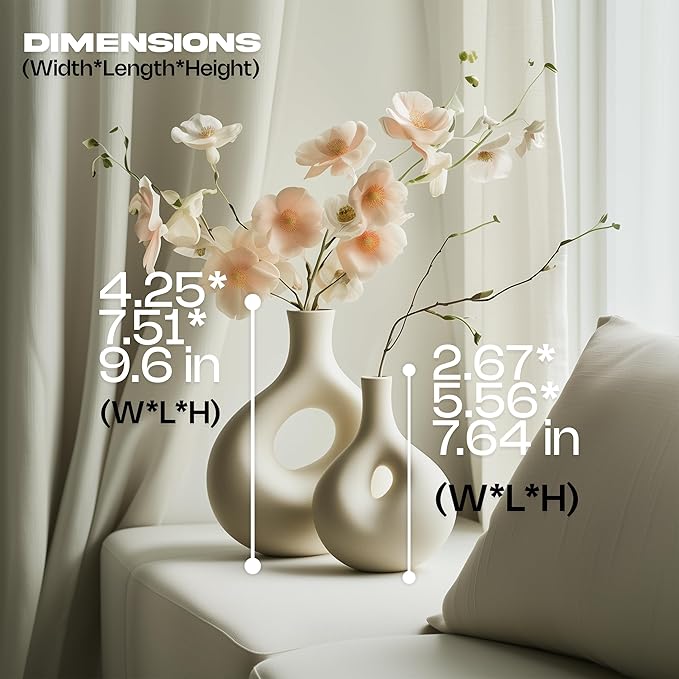 Ceramic Vase – Modern Decorative Vases for Home Decor – Large Flower Vase for Living Room Centerpiece – Minimalist Nordic – Ceramic Vases for Home Decoration – Boho Vase Decor