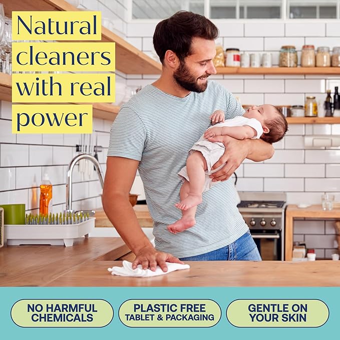 Fab Tab Multi-Purpose & Bathroom Cleaner Refill Tablets - Natural Cleaning Products - All-Purpose Cleaner Tablets - Plant-Based - No Harsh Chemicals - 8x 16.9 Fl oz Bottles (Bottles Not Included)