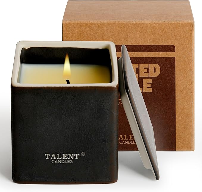 Candles for Home Scented, Modern Rustic Ceramic Candle Jar, Soy Candles Non Toxic in Elegant Ceramic Jar, Coconut & Beach Blossom