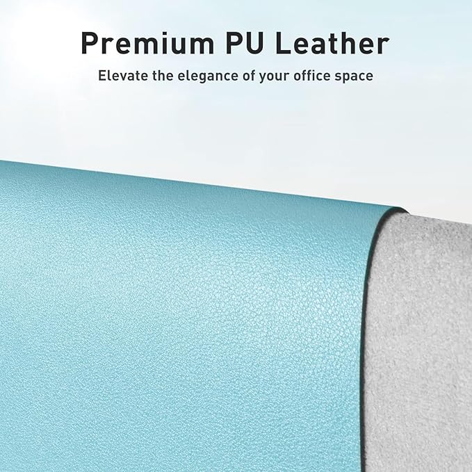 Aothia Large PU Leather Desk Pad Protector – Non-Slip Mouse Pad & Writing Mat for Office/Home, Waterproof, Easy to Clean (31.5" x 15.7", Blue Topaz)