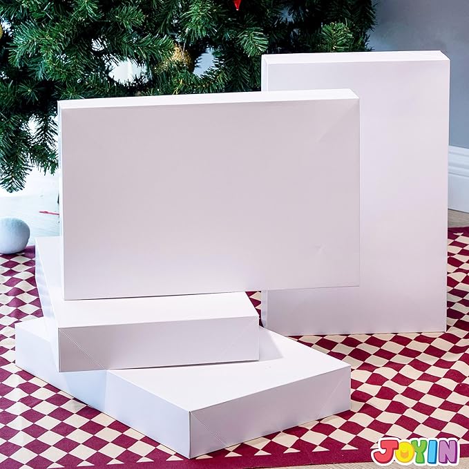 JOYIN 12 PCS 17" Christmas Shirt Gift Boxes with Lid for Presents, Extra Large White Cardboard Box with Tissue Paper, Robe Box for Clothes, Father's Day, Xmas Birthday Holiday Wedding Gift Wrap Decor