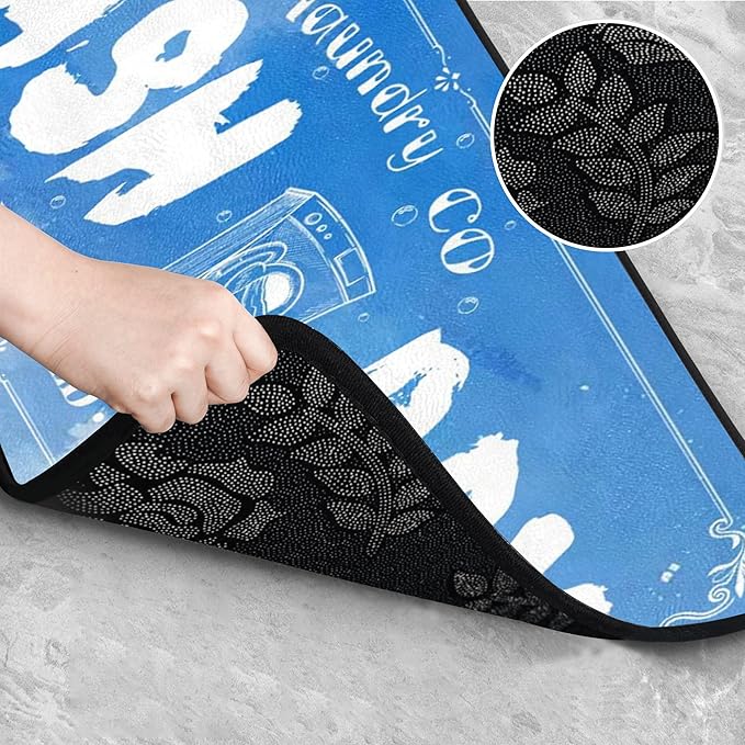Laundry Room Long Mat Area Rug Non-Slip Floor Mat Waterproof Farmhouse Carpet for Kitchen 40" x 20" (Blue-1)