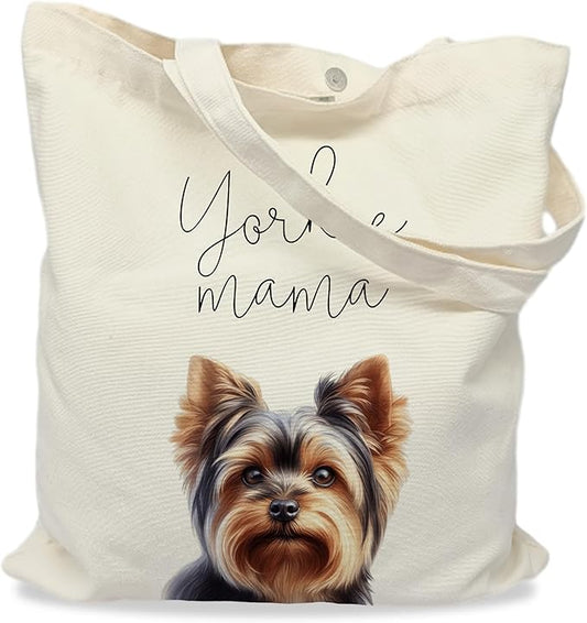 Dog Mama Tote Bag – Cute Dog Lover Canvas Bag, Reusable Shopping Shoulder Bag for Women, Pet Mom Gift,