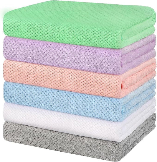 HOMEXCEL 6 Pack Bath Towel Set, (24 x 48 Inches) Microfiber Ultra Soft Highly Absorbent Bath Towels, Lightweight and Quick Drying Towels for Hotel, Bathroom, Spa and Beauty Parlor, Multicolor