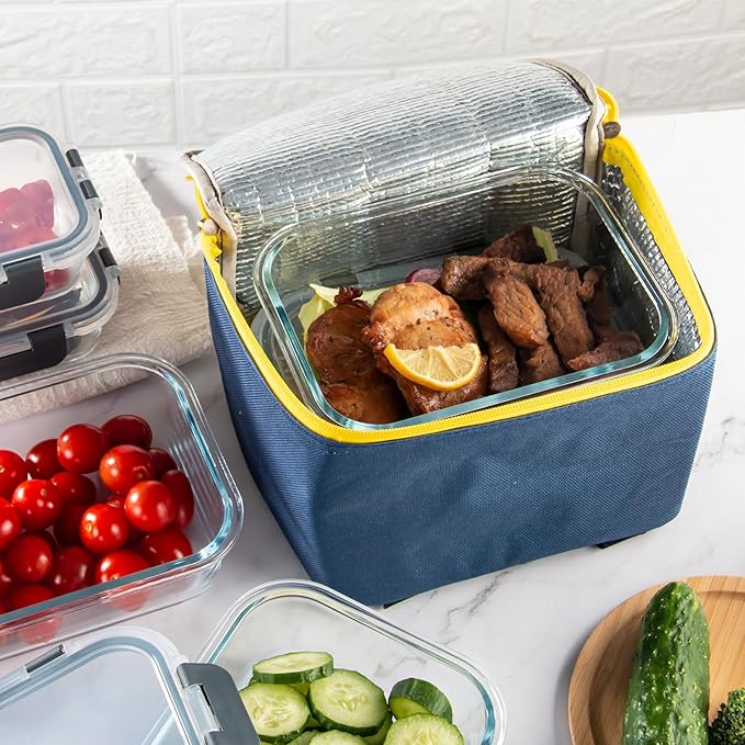 UMEIED Glass Meal Prep Containers - 10 Pack Glass Food Storage Containers with Lids for Lunch, On-the-Go, Leftovers, Pantry Organization - Microwave, Oven, Freezer, and Dishwasher Safe