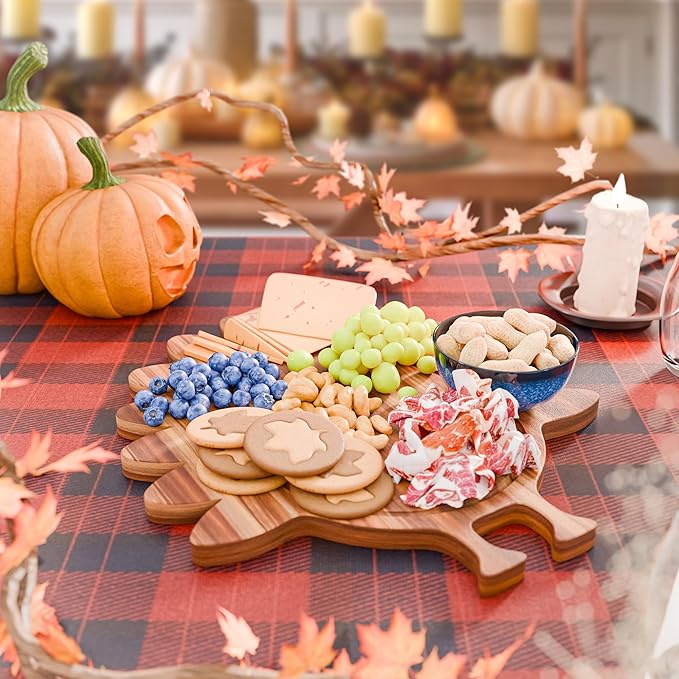 New – Turkey Charcuterie Board – Acacia Wood Turkey Shaped Cutting Board (15x13in) Thanksgiving Serving Tray, Fall Cheese Board, Autumn Platter, Wooden Serveware & Thanksgiving Kitchen Decor Gift