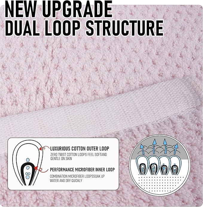 Everplush Diamond Jacquard 6 Pieces Bath Towel Set, Luxury Super Soft Oversized Towels, Highly Absorbent Diamond Jacquard Quick Dry Bath Towel for Bathroom Pink