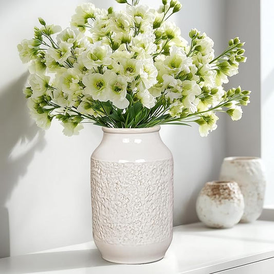 White Ceramic Vase, Minimalist White Vases for Flowers, Modern Decorative Vase for Home Decor, Centerpiece Wedding Dining Living Room Kitchen Decor 9 inch