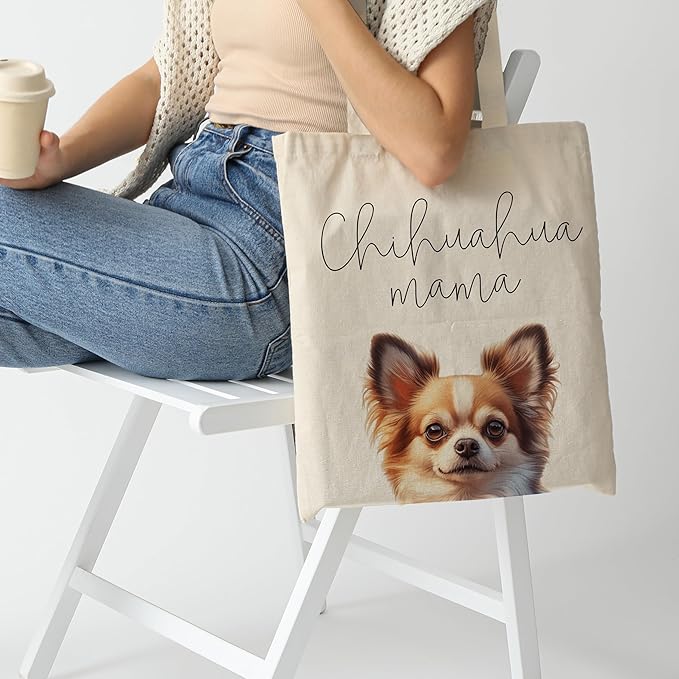 Dog Mama Tote Bag – Cute Dog Lover Canvas Bag, Reusable Shopping Shoulder Bag for Women, Pet Mom Gift,