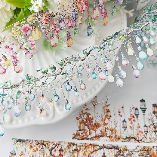 PET Tpae Stickers for Journaling,3 Rolls Christmas Lighting Washi Tape Stickers for Scrapbooking,Junk Journal Supplies,DIY Craft,Gift Wrap,Notebook,Phone Case(Night Light)