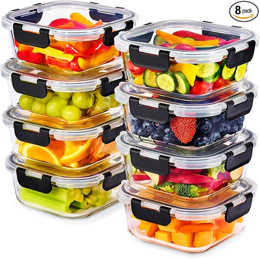 Sorbus Glass Meal Prep Containers, Dishwasher and Oven Safe Reusable Meal Prep Containers, Freezer Safe Glass Food Storage Containers with Airtight Lids