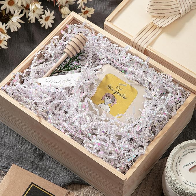 Mefleet 2 LB Crinkle Cut Paper Shred Filler Diamond White Crinkle Shredded Paper for Gift Box - Gift Basket Bag Filler - Grass Cushion Stuffing for Christmas Holiday Packaging Wrapping