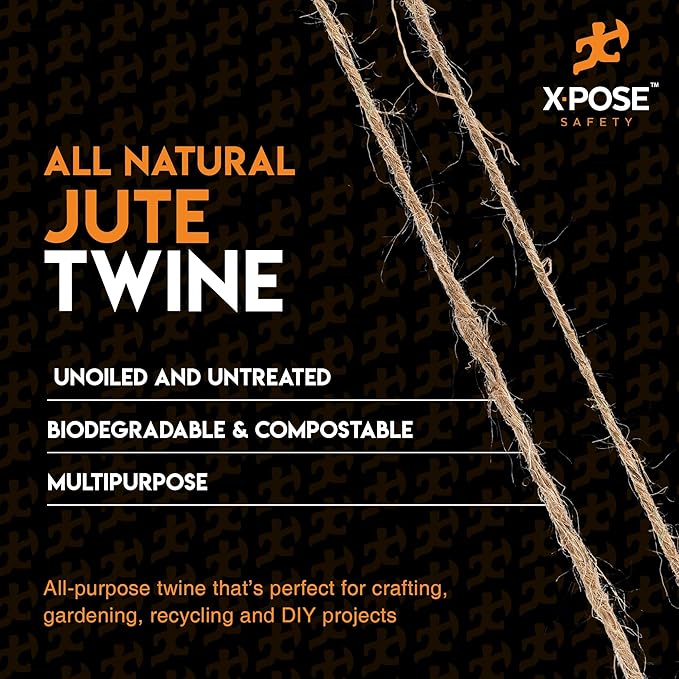 Jute Twine - 1 Ply Brown Roll 285 Feet Natural Jute String for Crafts, Packaging, Wrapping, Decorative Rope Cord for Hanging Ornaments (6 Packs)