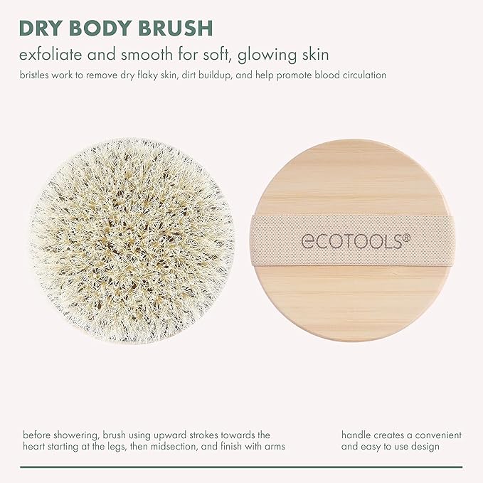 EcoTools Dry Body Brush 4-Pack – Exfoliating Body Scrubber for Dead Skin Removal, Cellulite Massage, Circulation