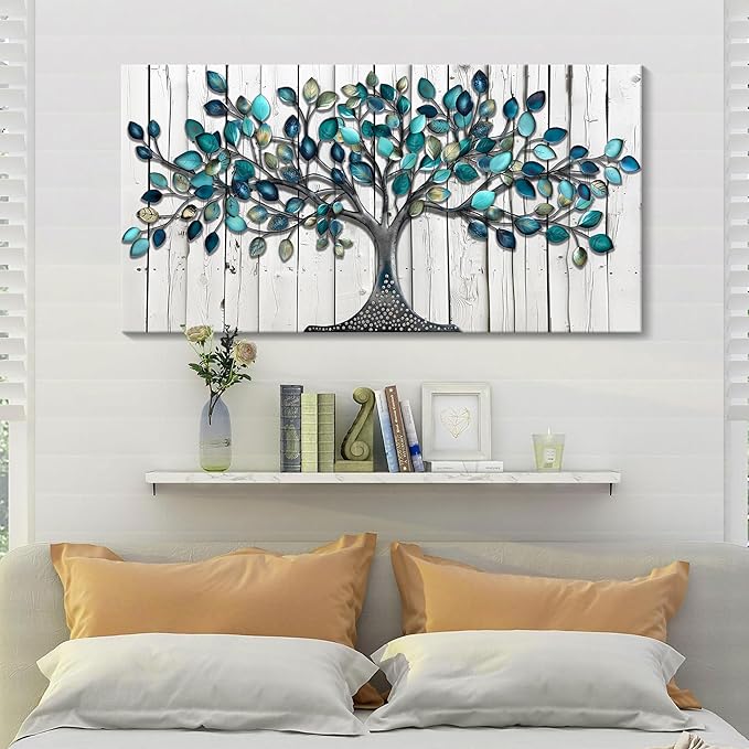CHATYOUNG Wall Art for Bedroom - Modern Paintings Wall Pictures Green Tree of Life Landscape Artwork for Living Room Bathroom Dining Room Office Kitchen Home Decor 40"x20"